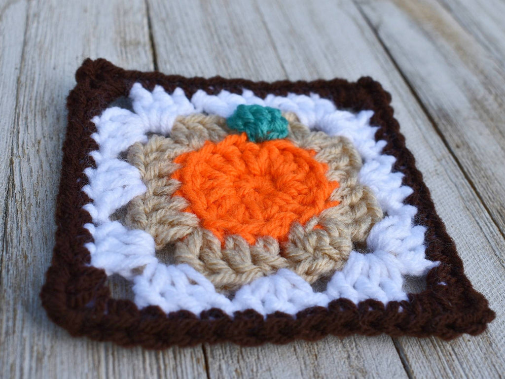 Pumpkin Granny Square Crochet Pattern, Easy Beginner (PDF Pattern)