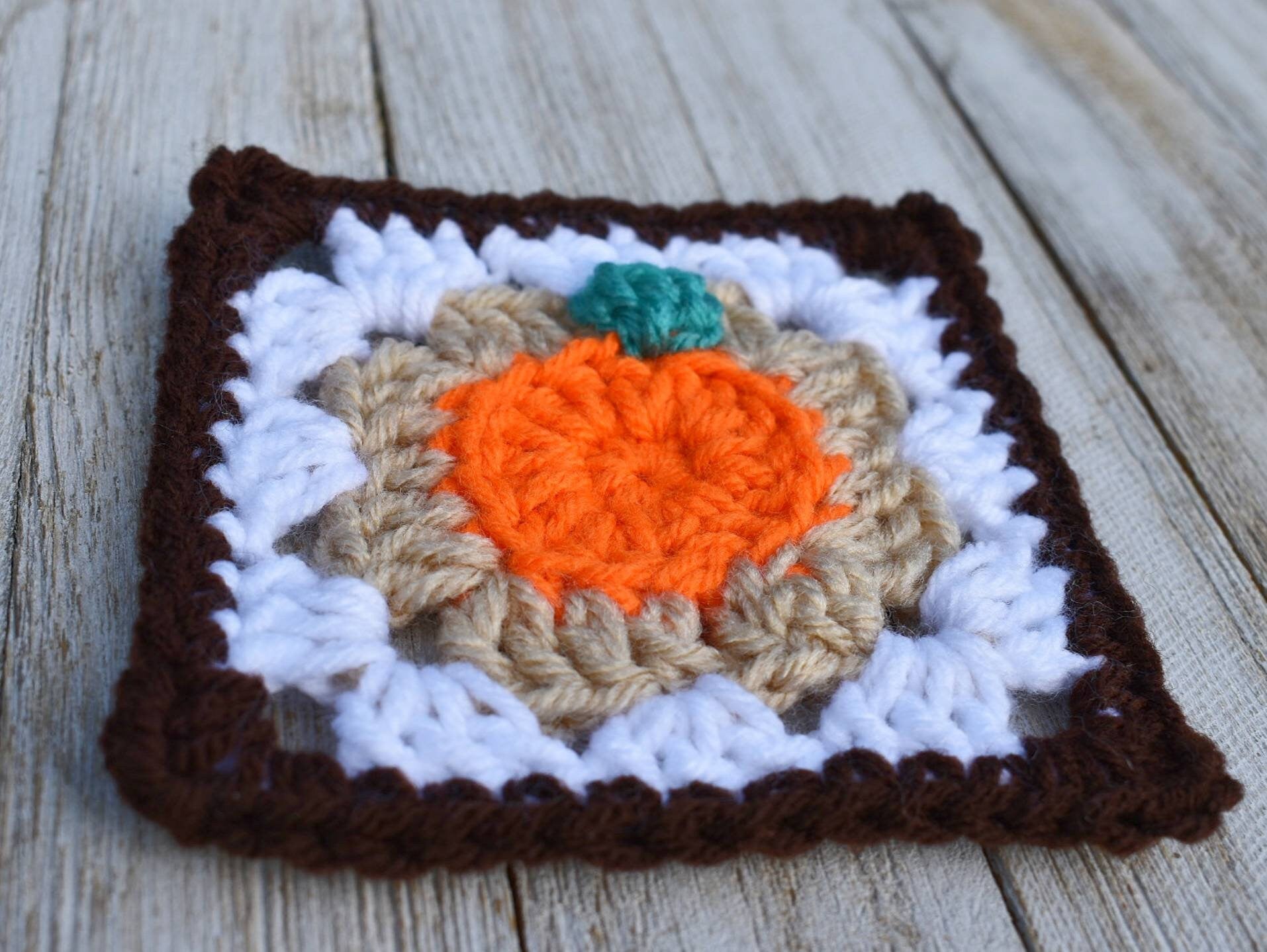 Pumpkin Granny Square Crochet Pattern, Easy Beginner (PDF Pattern)