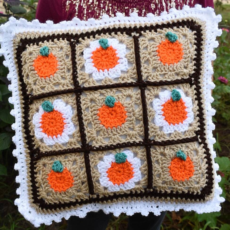Pumpkin Granny Square Crochet Pattern, Easy Beginner (PDF Pattern)