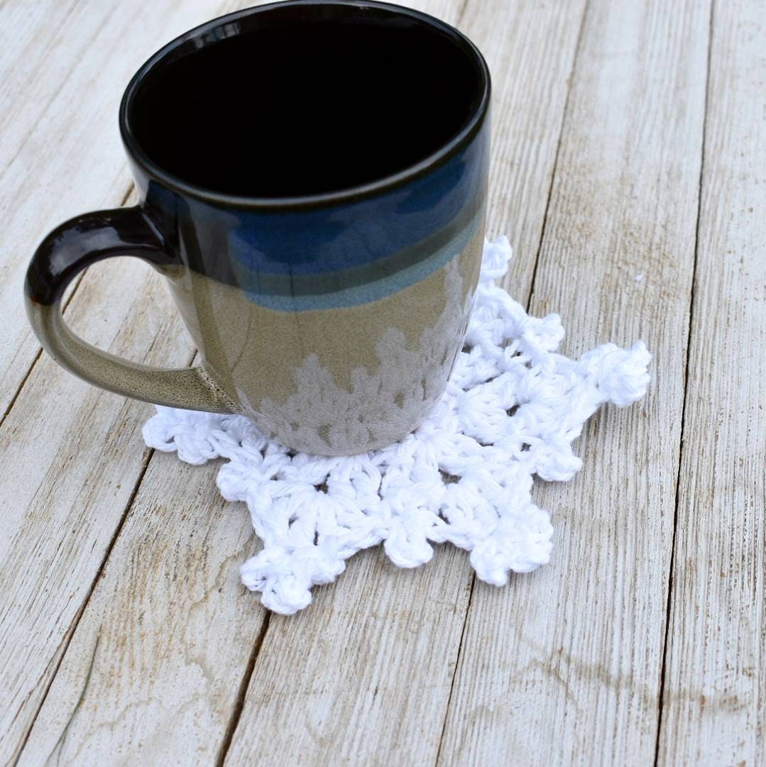 Snowflake Crochet Pattern, Winter Holiday Ornament, Cup Coaster (PDF Pattern)