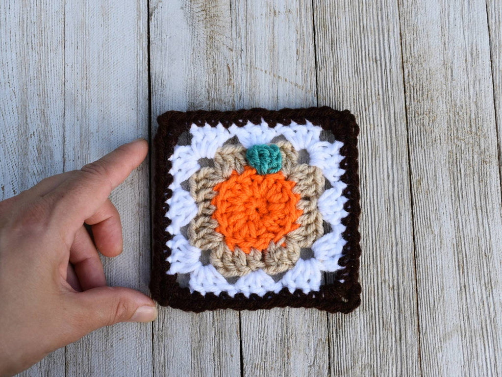 Pumpkin Granny Square Crochet Pattern, Easy Beginner (PDF Pattern)