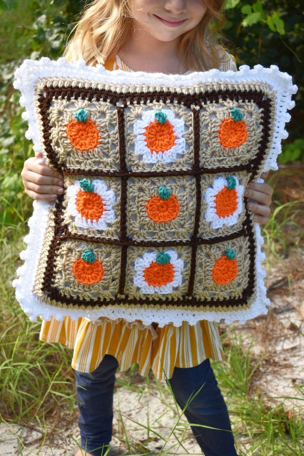 Pumpkin Granny Square Crochet Pattern, Easy Beginner (PDF Pattern)