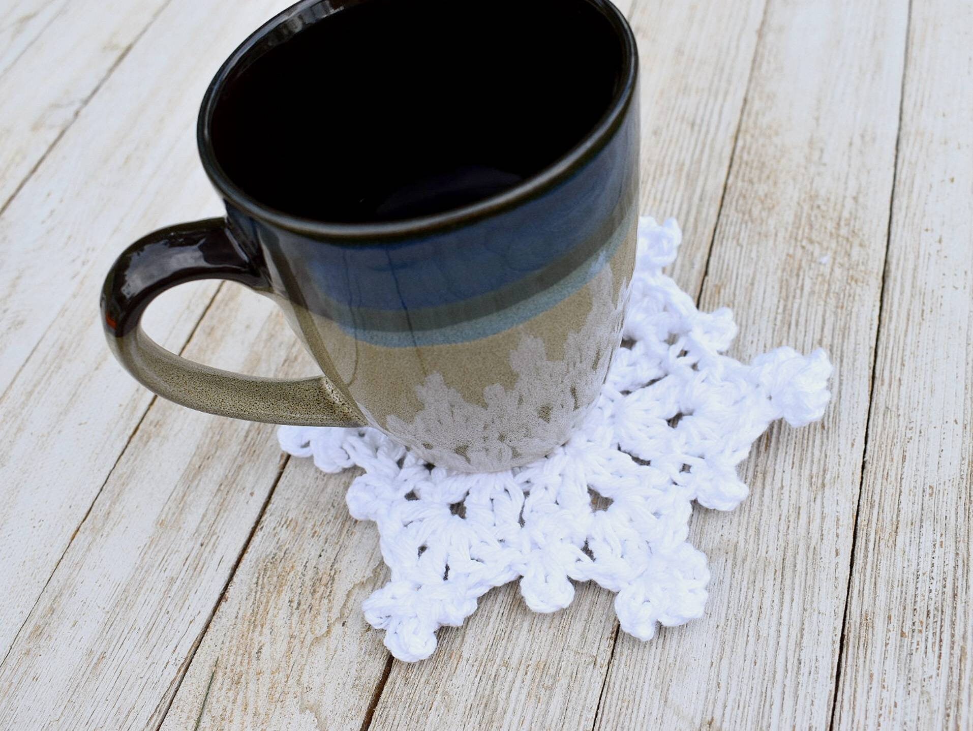 Snowflake Crochet Pattern, Winter Holiday Ornament, Cup Coaster (PDF Pattern)