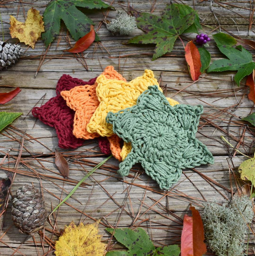 Autumn Leaf Crochet Coaster Pattern, Fall Home Decor (PDF Pattern)