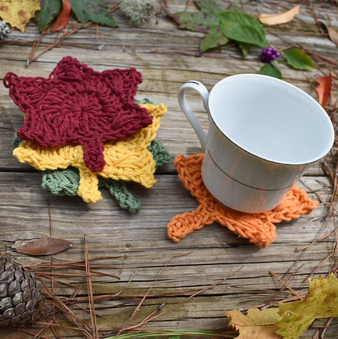 Autumn Leaf Crochet Coaster Pattern, Fall Home Decor (PDF Pattern)