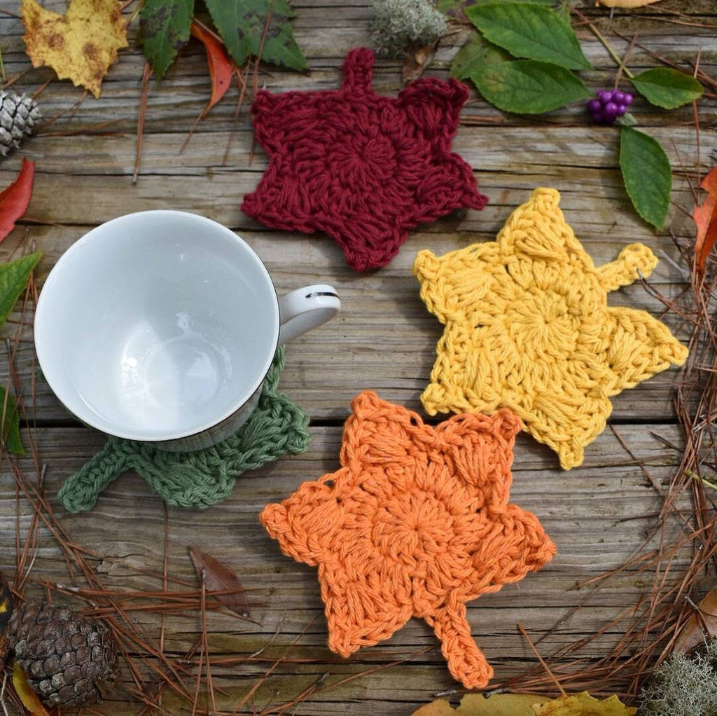 Autumn Leaf Crochet Coaster Pattern, Fall Home Decor (PDF Pattern)