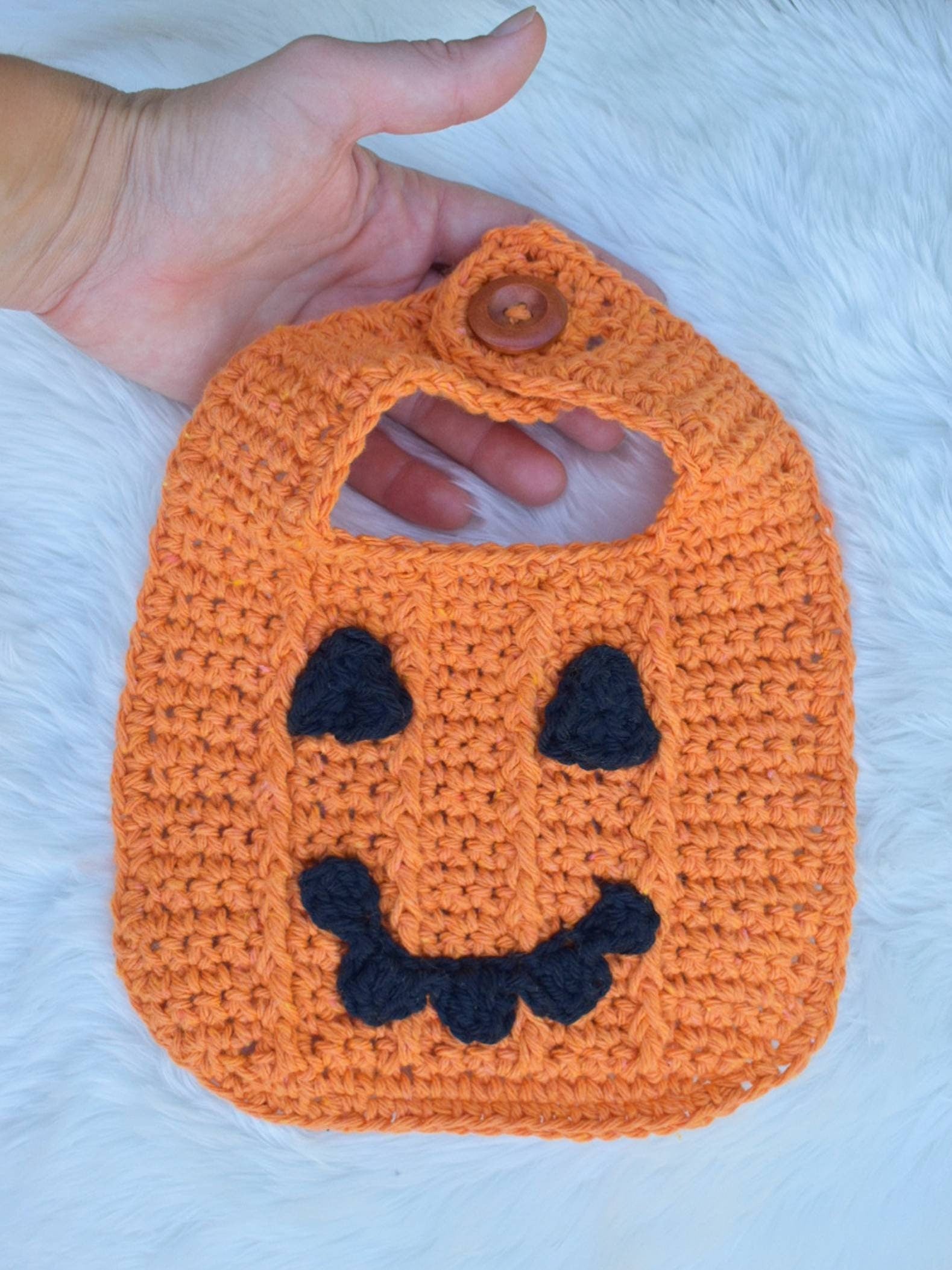 Pumpkin Baby Bib Crochet Pattern, Halloween Costume (PDF Download)
