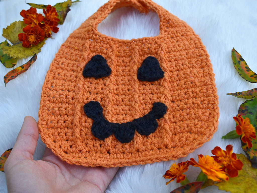 Pumpkin Baby Bib Crochet Pattern, Halloween Costume (PDF Download)