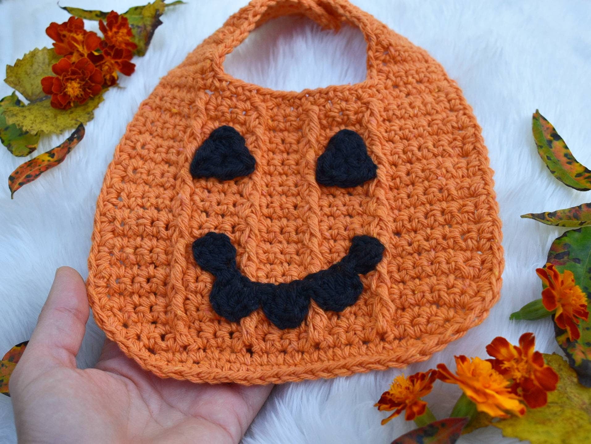 Pumpkin Baby Bib Crochet Pattern, Halloween Costume (PDF Download)