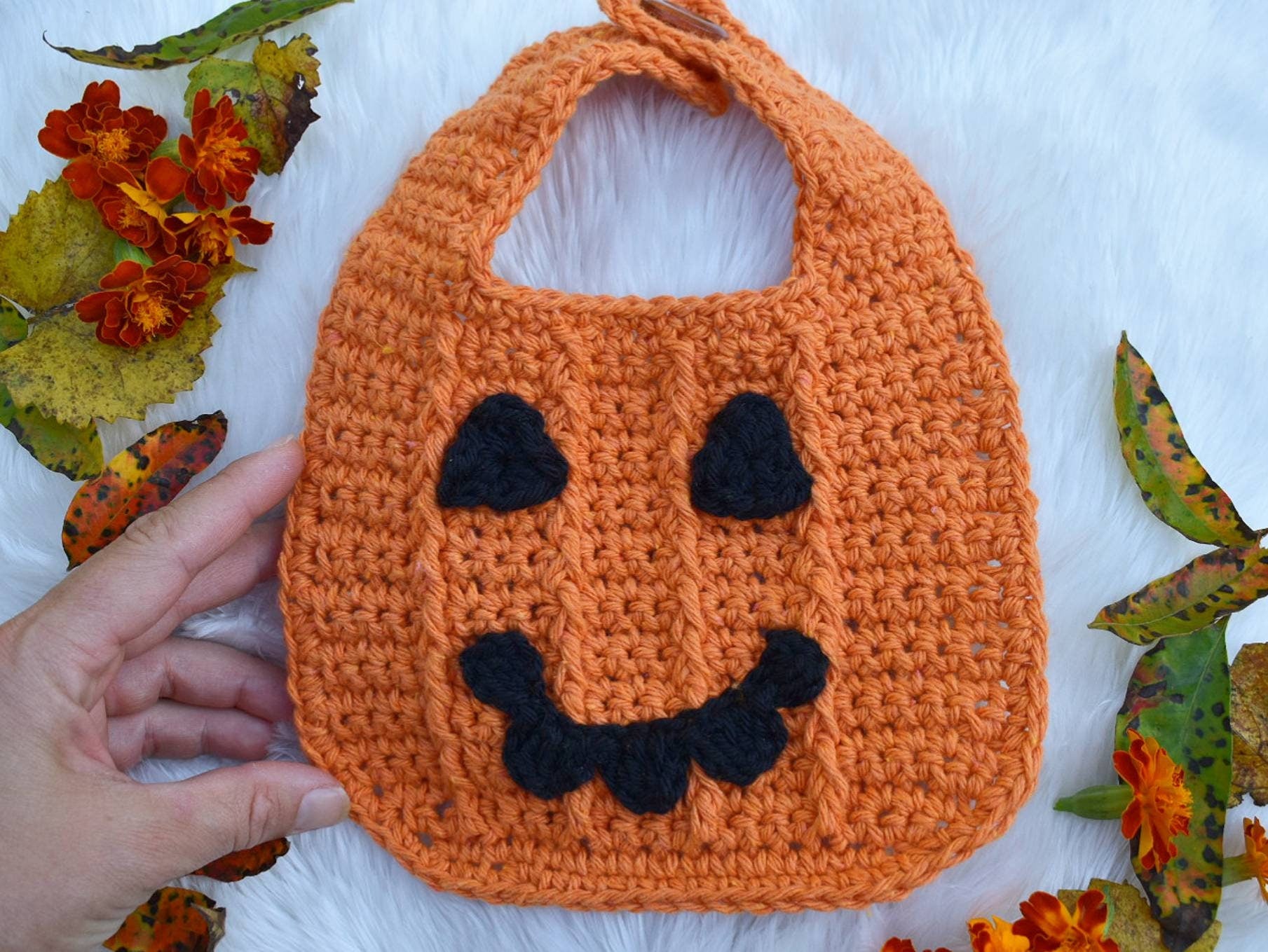 Pumpkin Baby Bib Crochet Pattern, Halloween Costume (PDF Download)
