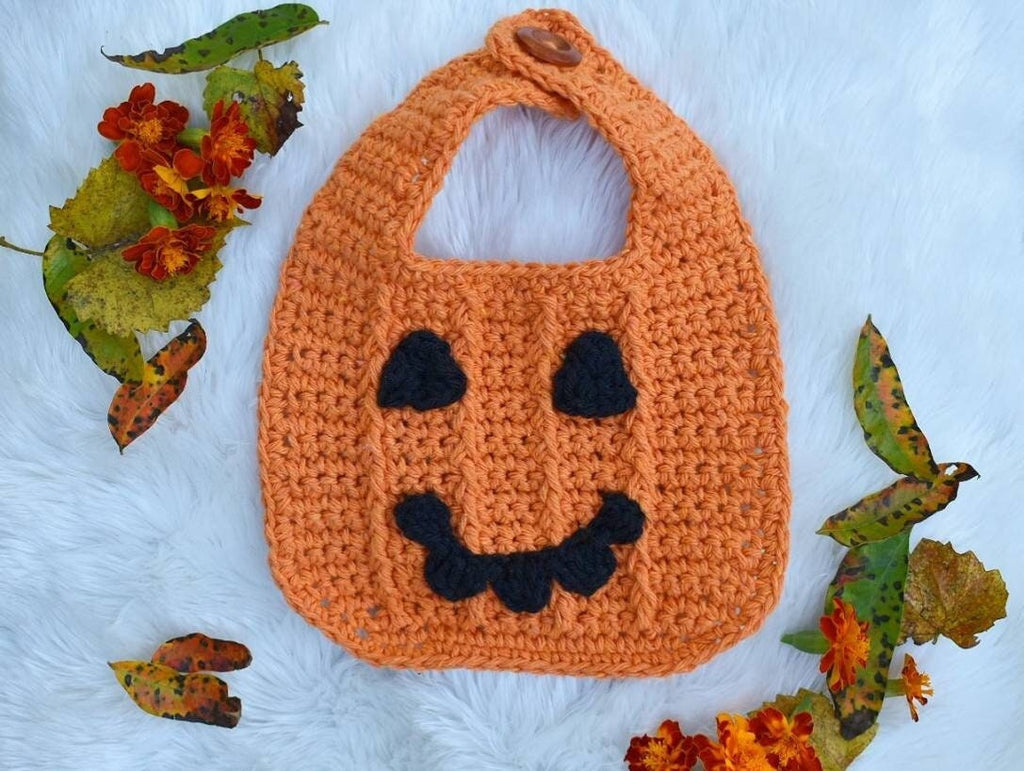 Pumpkin Baby Bib Crochet Pattern, Halloween Costume (PDF Download)