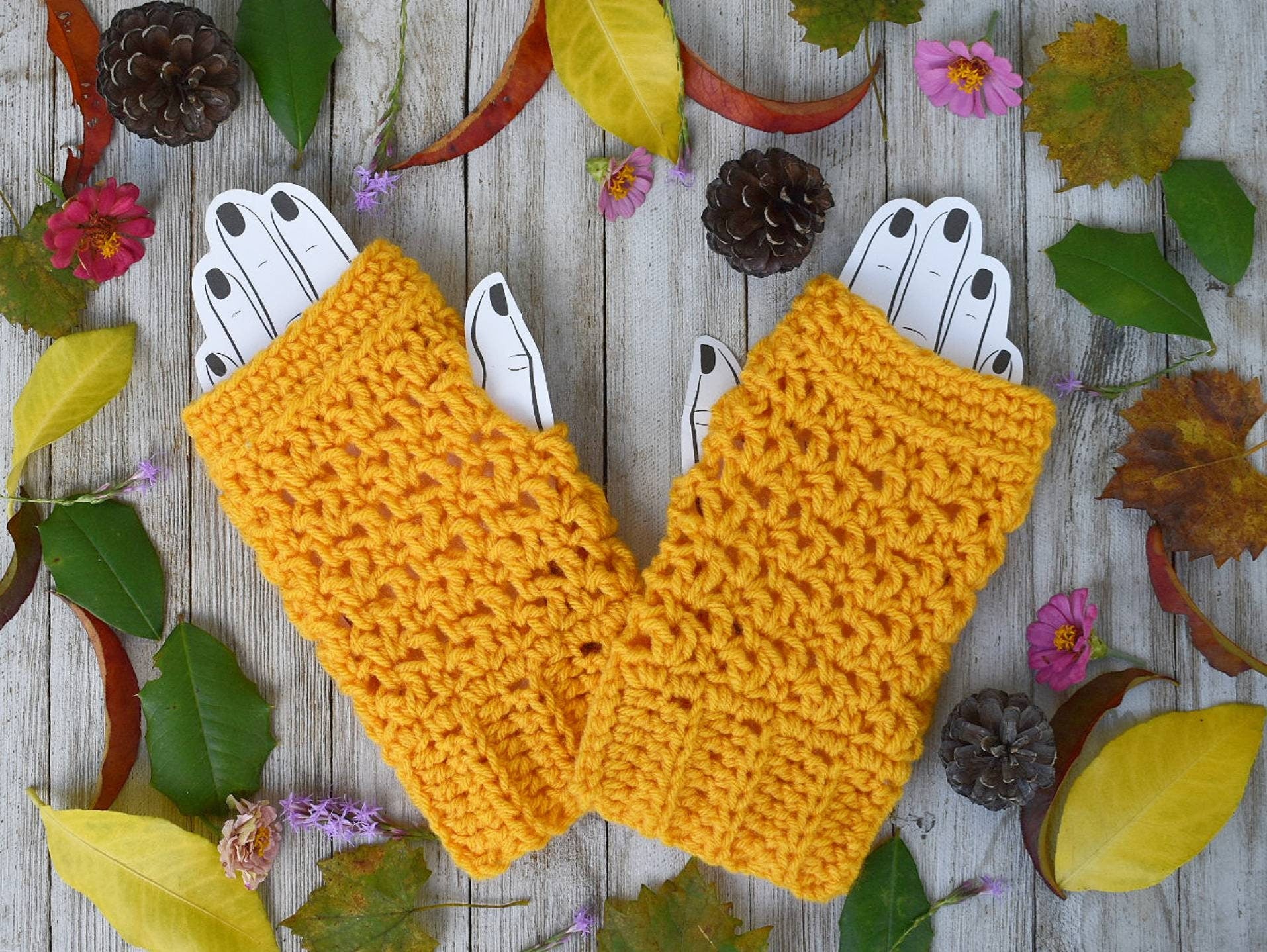 Crochet Fingerless Gloves Pattern, Easy Women's Mittens (PDF Pattern)