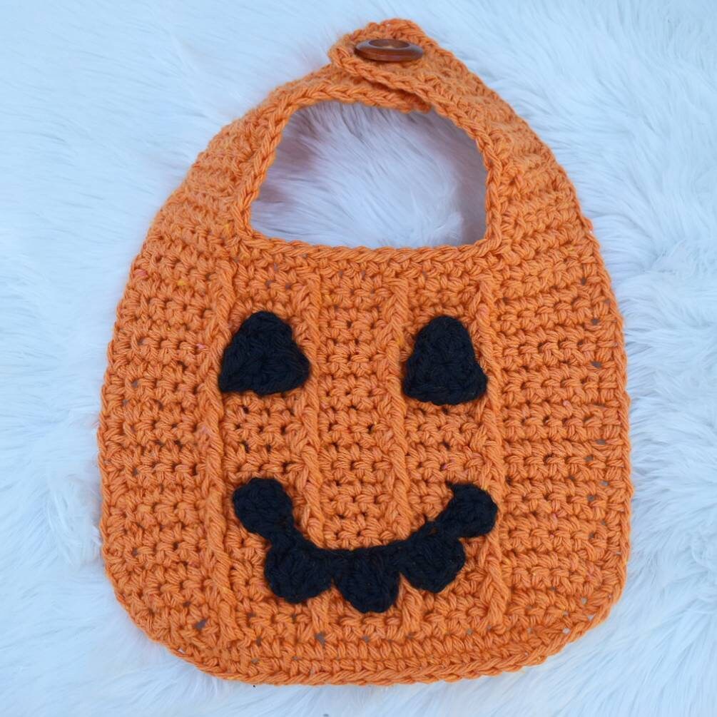 Pumpkin Baby Bib Crochet Pattern, Halloween Costume (PDF Download)