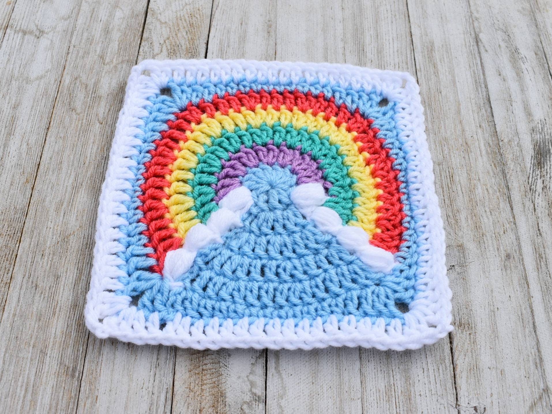 Rainbow Granny Square Crochet Pattern, Easy Skill (PDF Pattern)