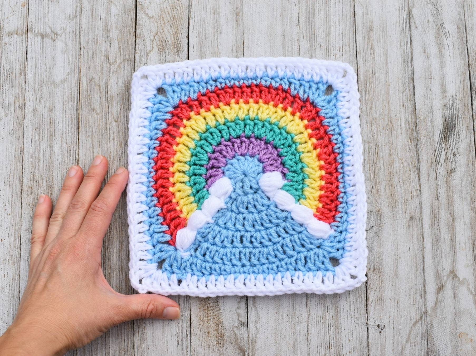 Rainbow Granny Square Crochet Pattern, Easy Skill (PDF Pattern)
