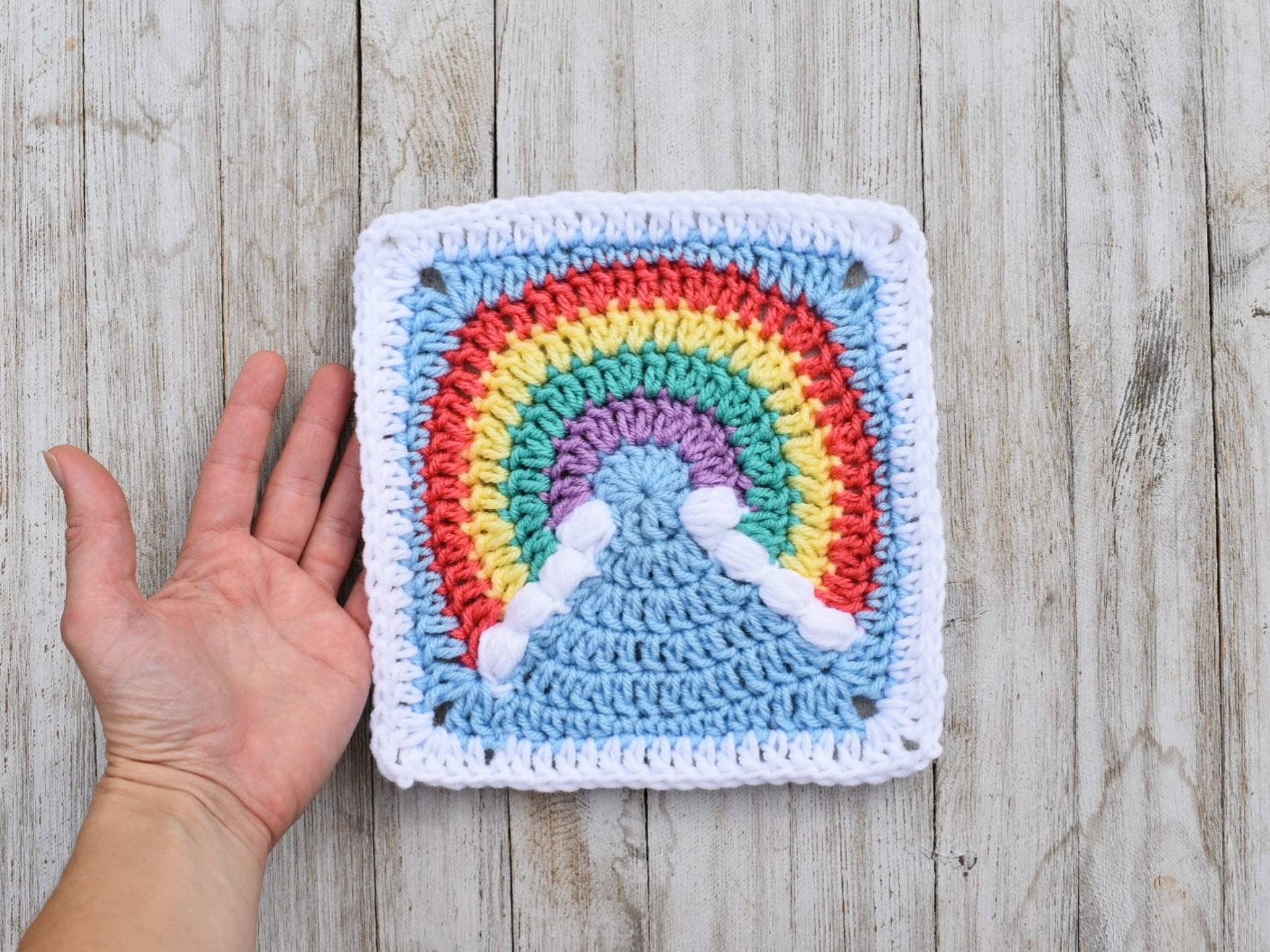 Rainbow Granny Square Crochet Pattern, Easy Skill (PDF Pattern)