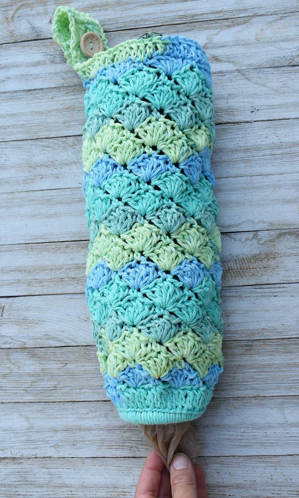 Crochet Grocery Bag Dispenser Pattern, Kitchen Storage (Digital Download)