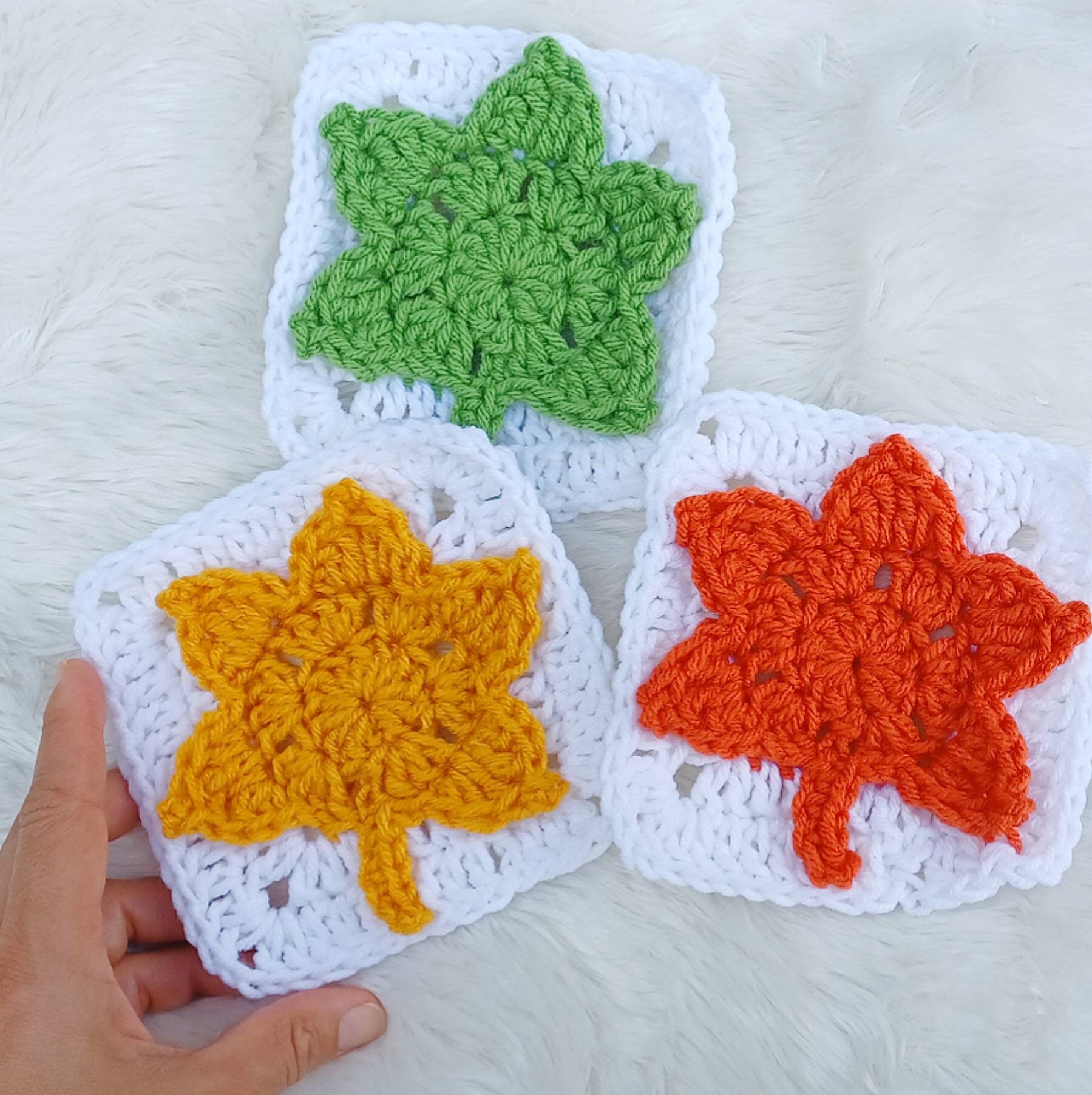 Crochet Leaf Blanket Pattern, Granny Square Afghan (PDF Pattern)