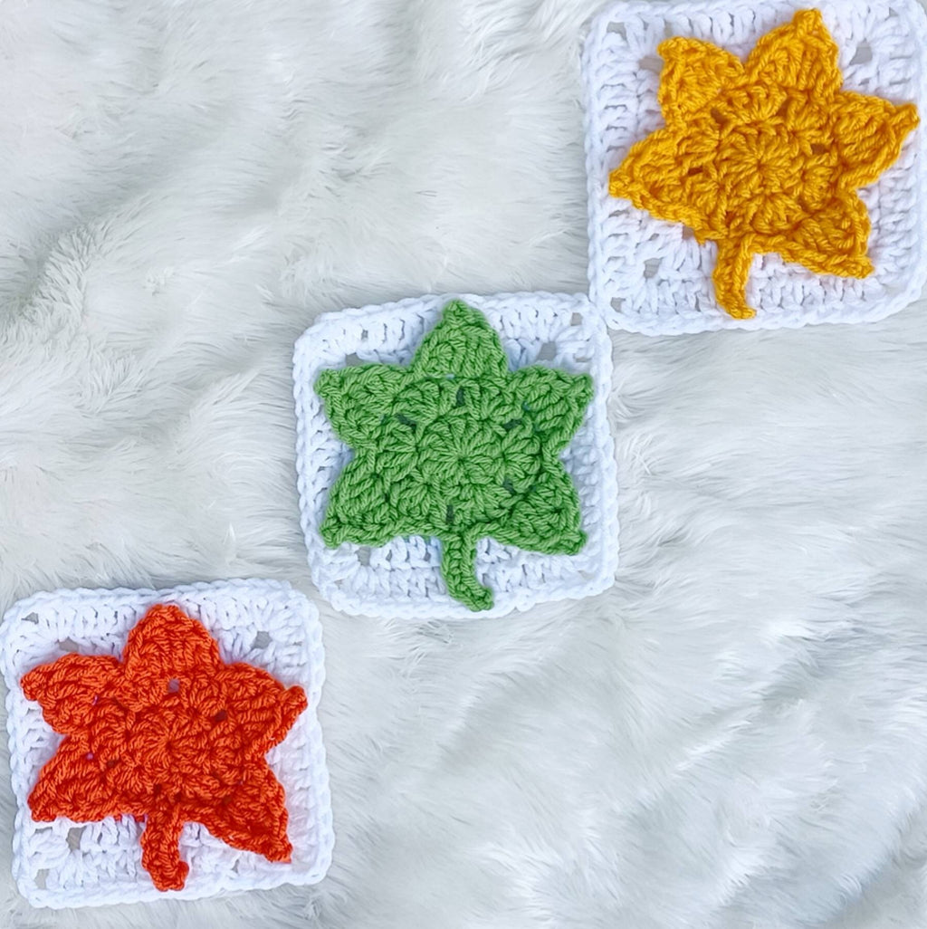Crochet Leaf Blanket Pattern, Granny Square Afghan (PDF Pattern)