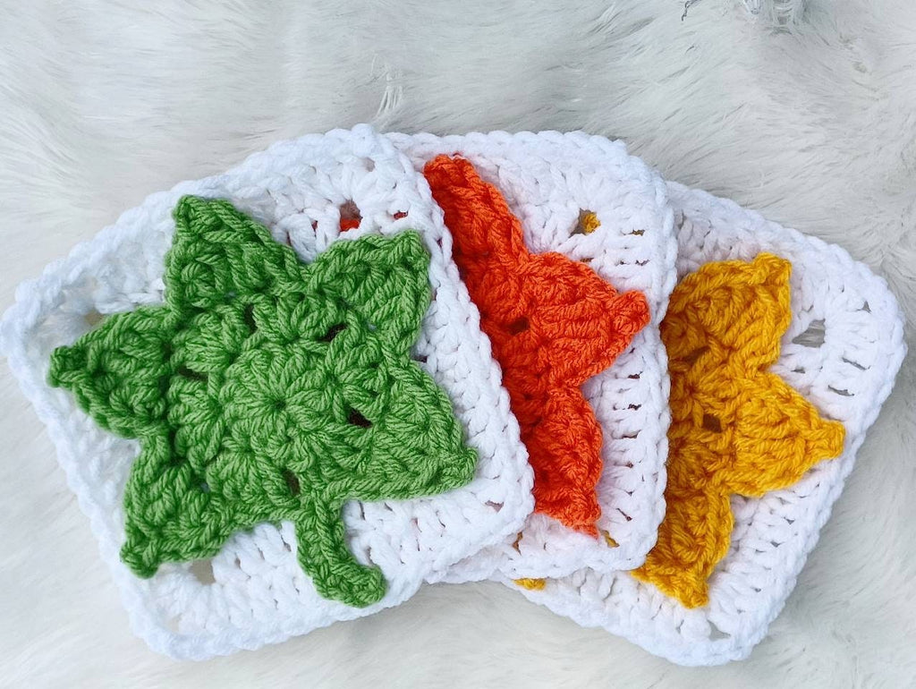 Crochet Leaf Blanket Pattern, Granny Square Afghan (PDF Pattern)