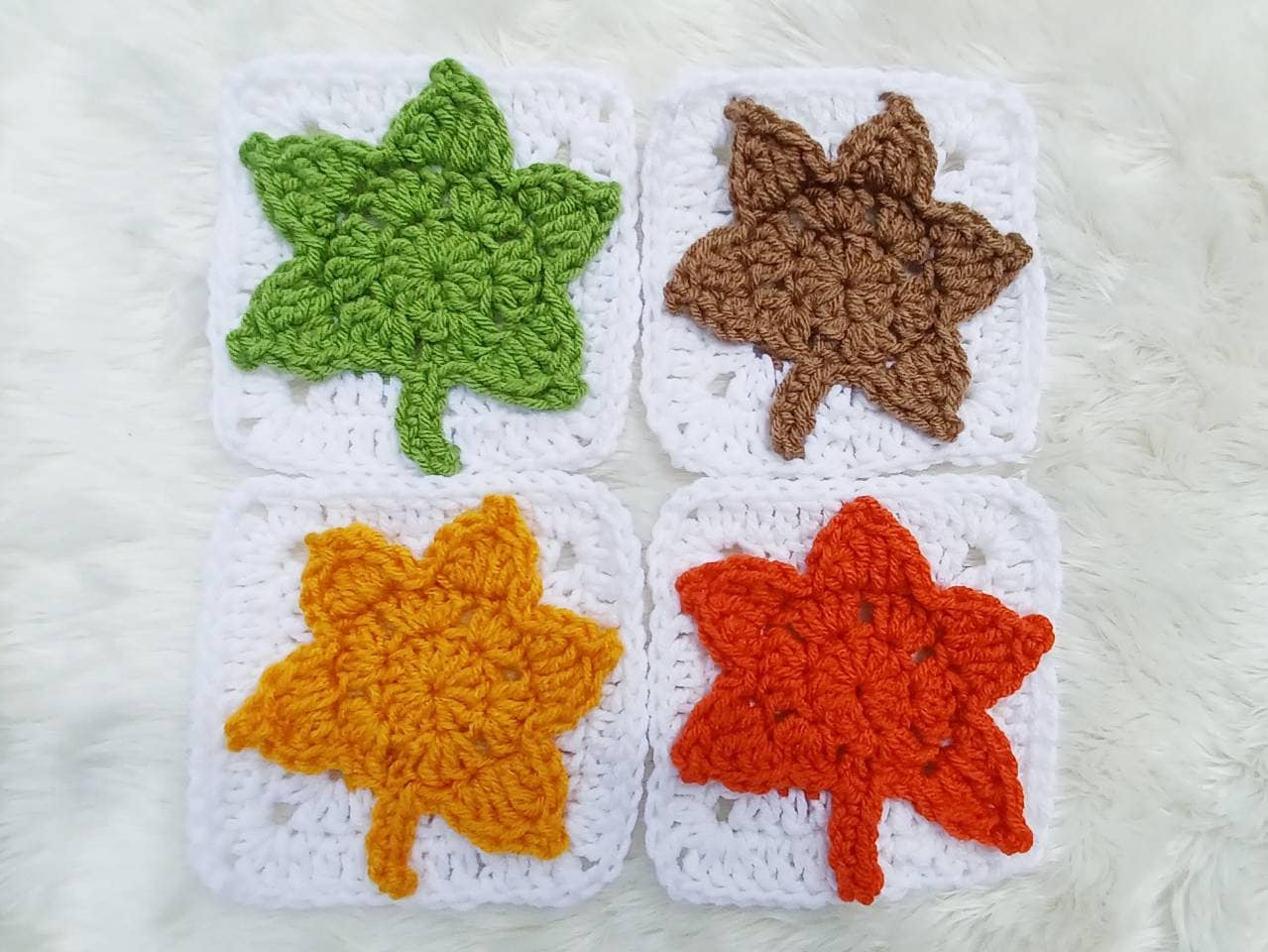 Crochet Leaf Blanket Pattern, Granny Square Afghan (PDF Pattern)