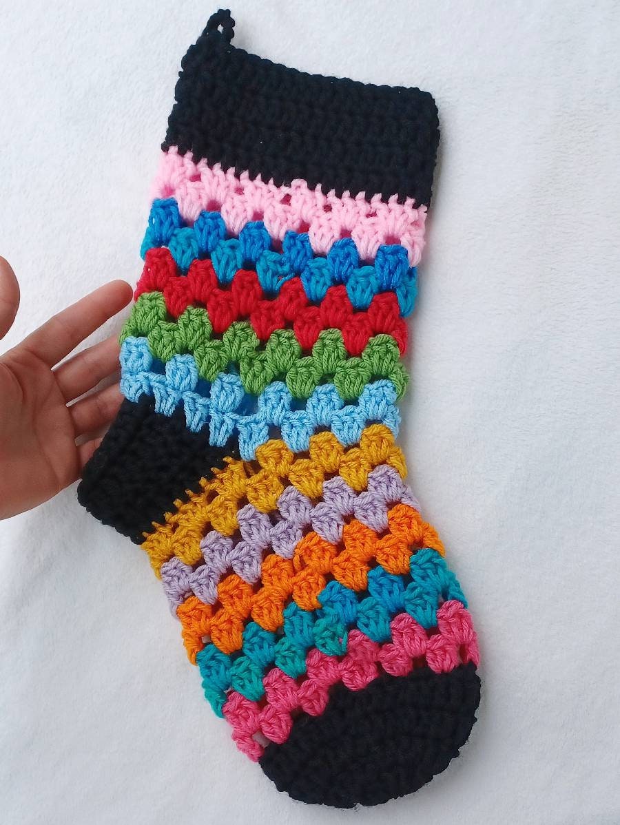 Scrappy Crochet Stocking Pattern, Easy Christmas Home Decor (Digital Download)