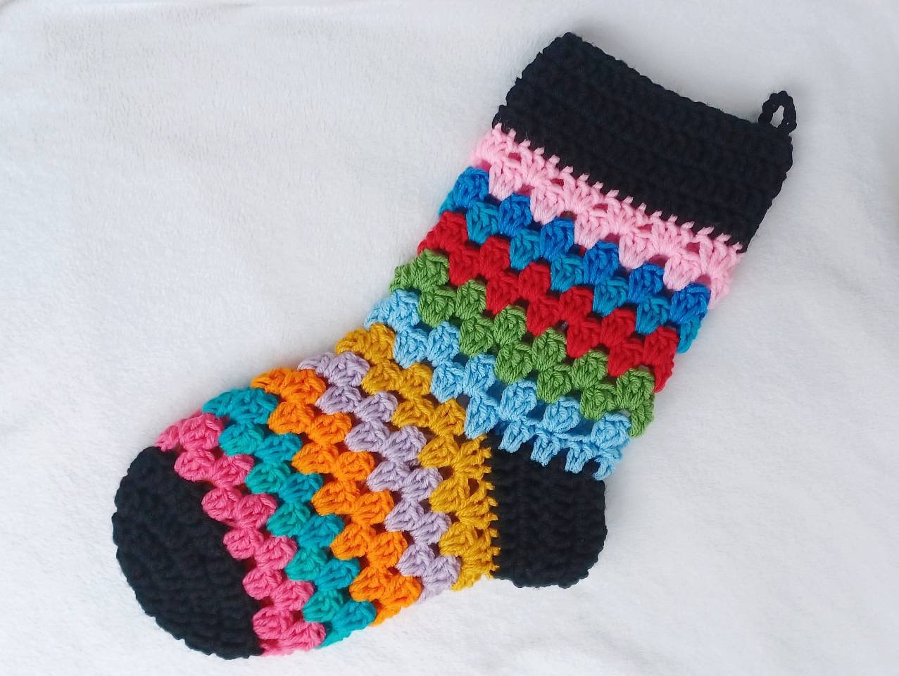 Scrappy Crochet Stocking Pattern, Easy Christmas Home Decor (Digital Download)