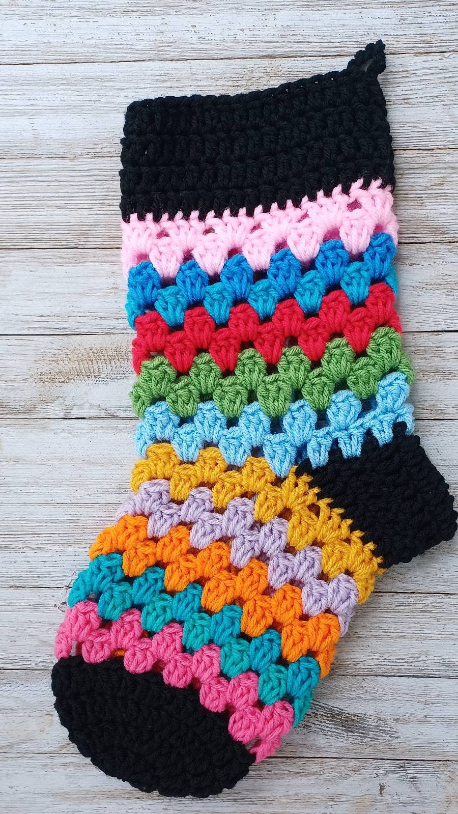 Scrappy Crochet Stocking Pattern, Easy Christmas Home Decor (Digital Download)