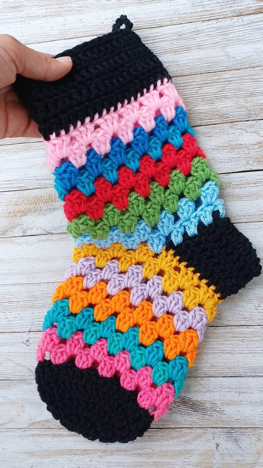 Scrappy Crochet Stocking Pattern, Easy Christmas Home Decor (Digital Download)