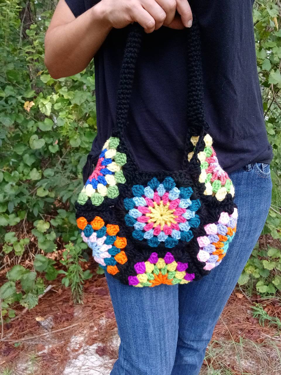Spinning Jenny Flower Bag Crochet Pattern, Granny Square Handbag (Digital Download)