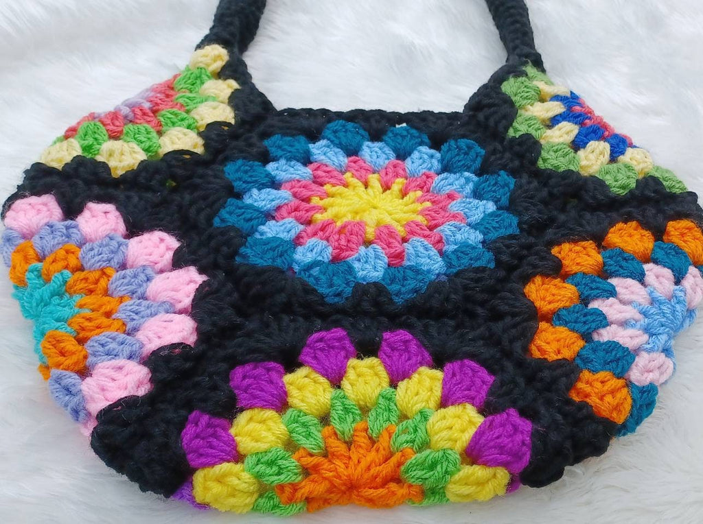 Spinning Jenny Flower Bag Crochet Pattern, Granny Square Handbag (Digital Download)