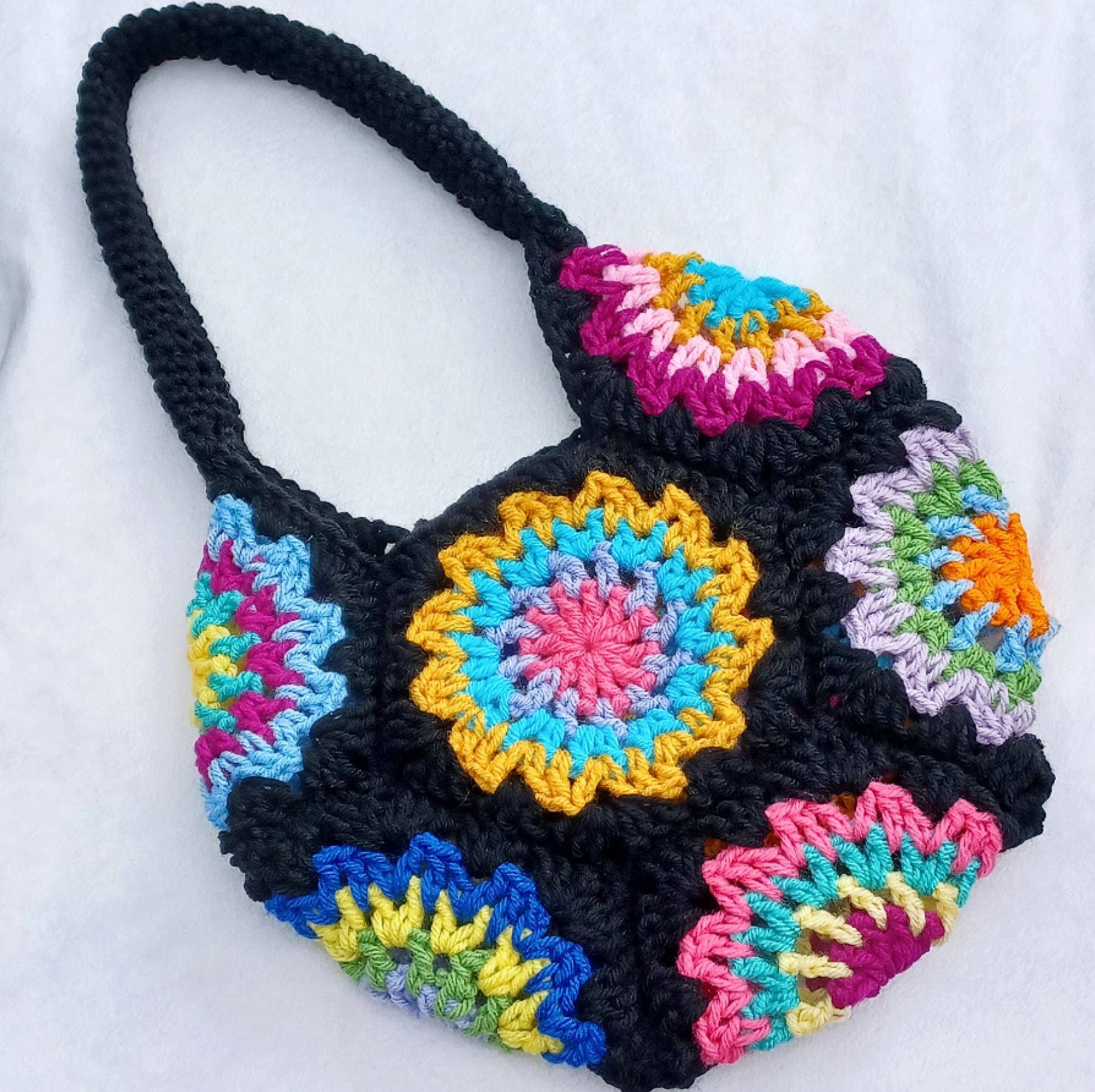 Pinion Flower Crochet Handbag Pattern, Granny Square Hexagon (PDF Pattern)