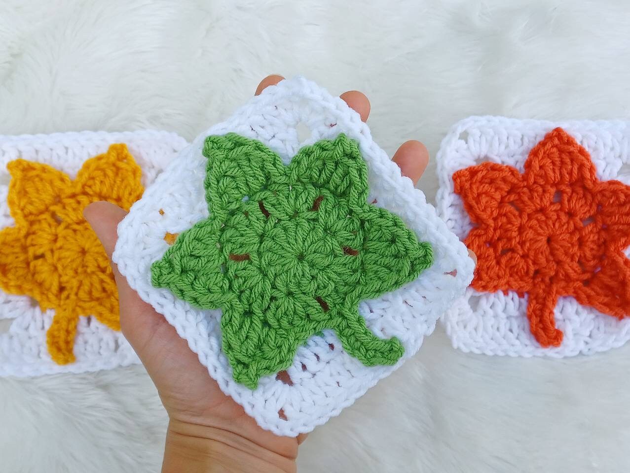 Crochet Leaf Blanket Pattern, Granny Square Afghan (PDF Pattern)