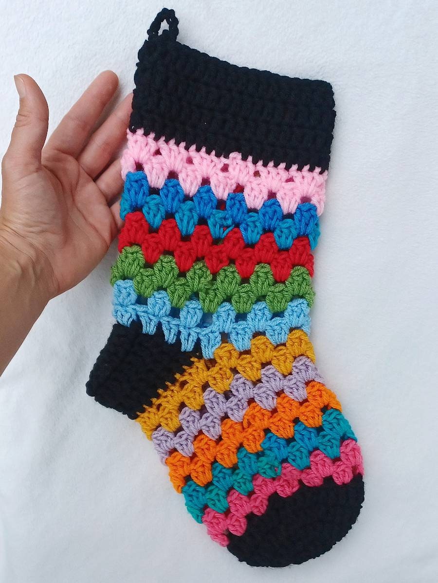 Scrappy Crochet Stocking Pattern, Easy Christmas Home Decor (Digital Download)