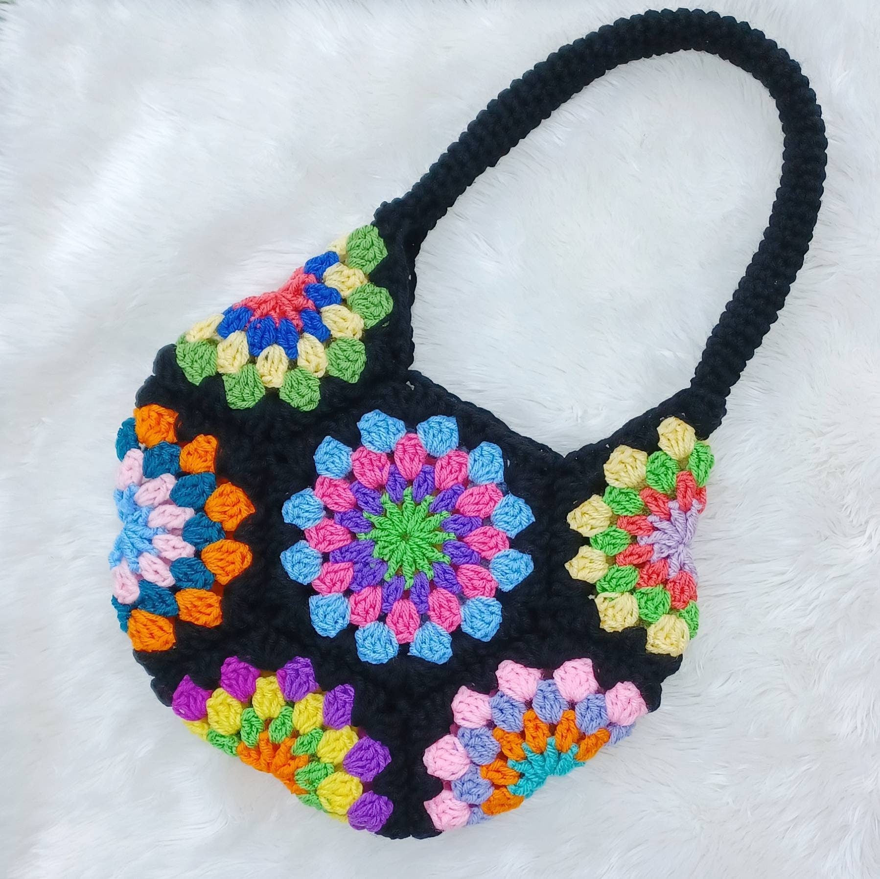Spinning Jenny Flower Bag Crochet Pattern, Granny Square Handbag (Digital Download)