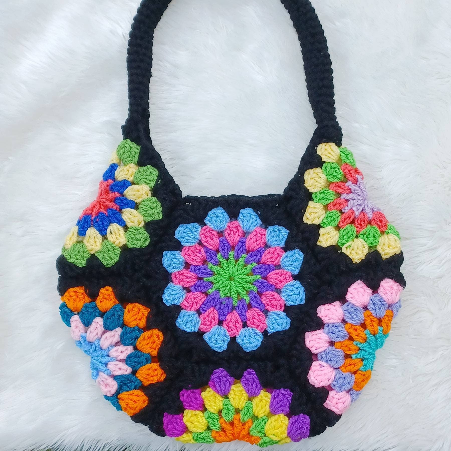 Spinning Jenny Flower Bag Crochet Pattern, Granny Square Handbag (Digital Download)