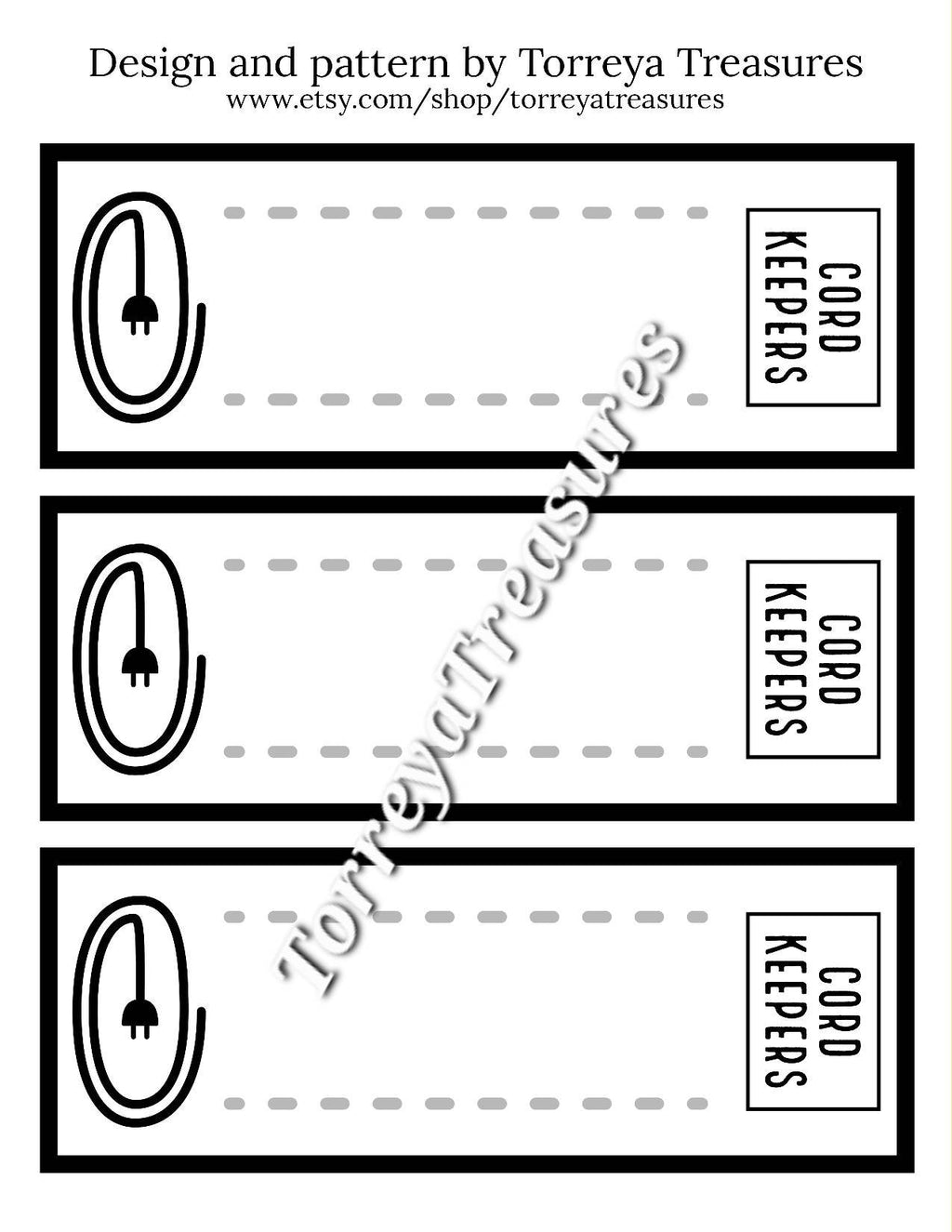 Crochet Cord Keeper Pattern, Printable Template (PDF Download)