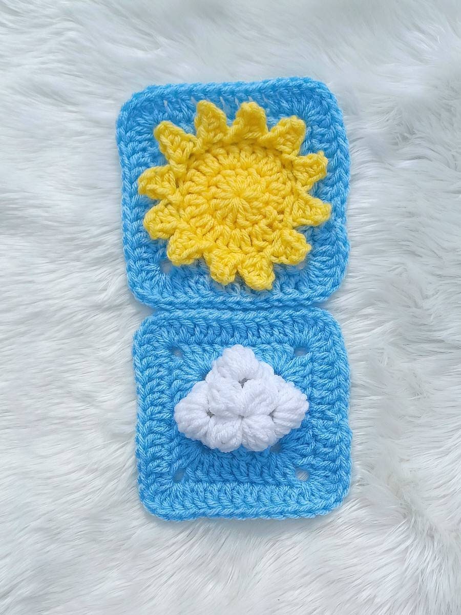 Sunshine Granny Square Crochet Pattern, Sunny Afghan Block (PDF Pattern)