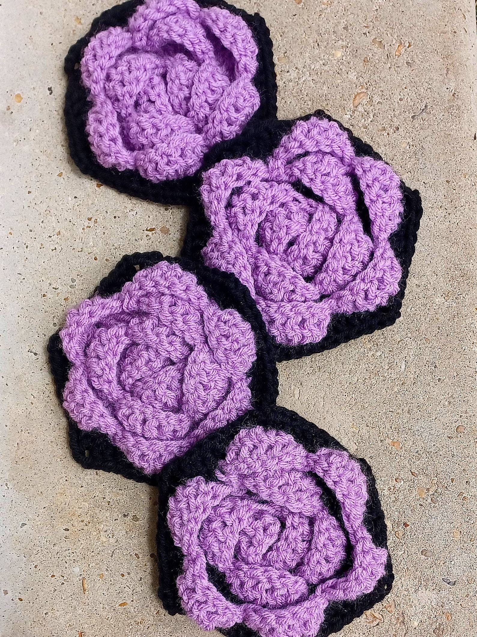Crochet Rose Hexagon Pattern, 3D Flower Granny Square (PDF Pattern)