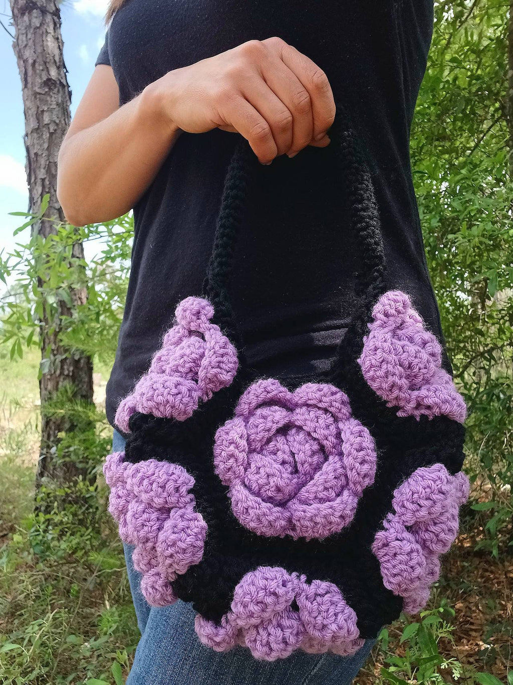 Crochet Rose Hexagon Pattern, 3D Flower Granny Square (PDF Pattern)