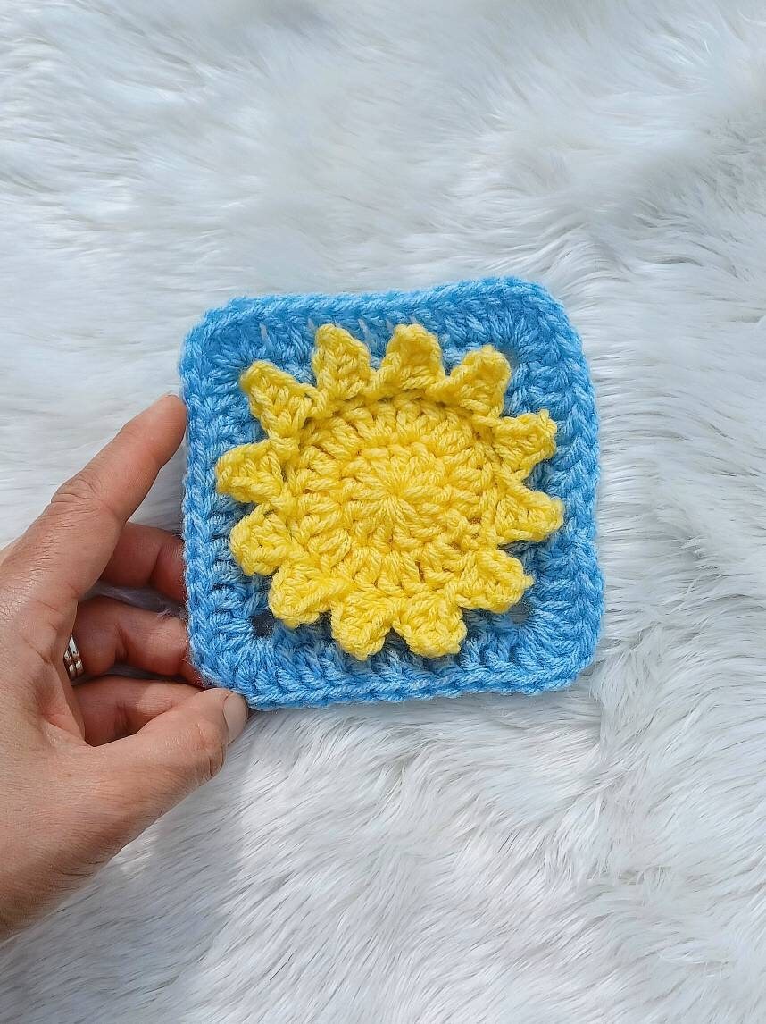 Sunshine Granny Square Crochet Pattern, Sunny Afghan Block (PDF Pattern)