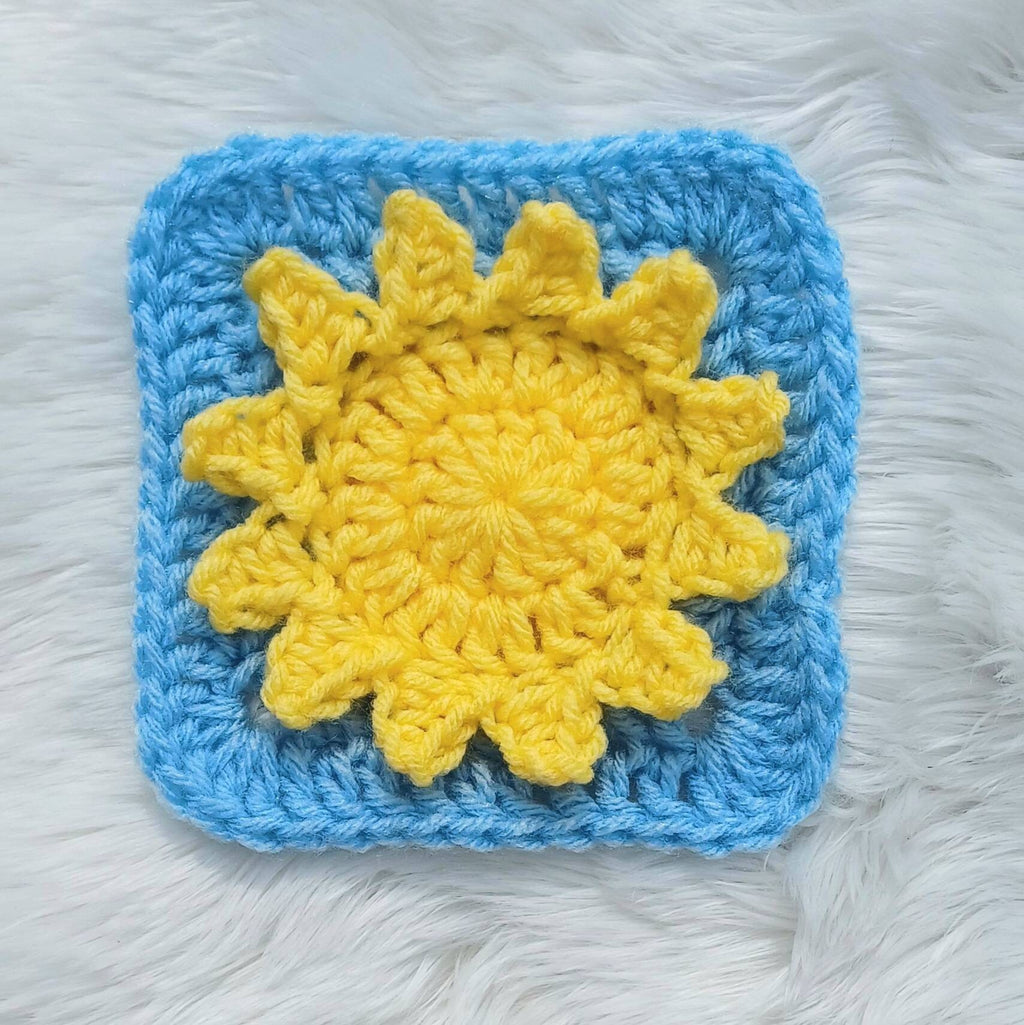 Sunshine Granny Square Crochet Pattern, Sunny Afghan Block (PDF Pattern)