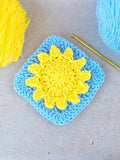 Sunshine Granny Square Crochet Pattern, Sunny Afghan Block (PDF Pattern)