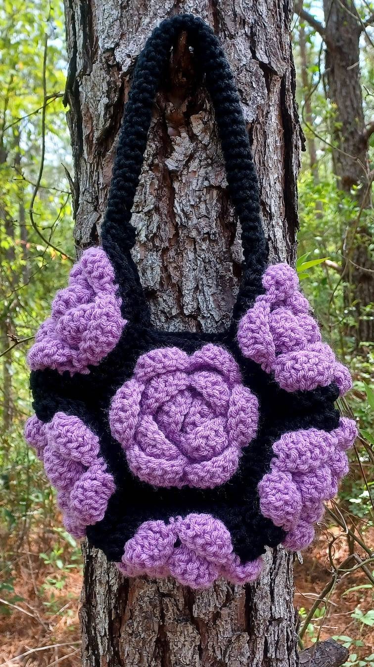 Crochet Rose Hexagon Pattern, 3D Flower Granny Square (PDF Pattern)