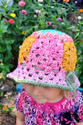 Crochet Flower Granny Square Hat Pattern, Child Bonnet (PDF Pattern)