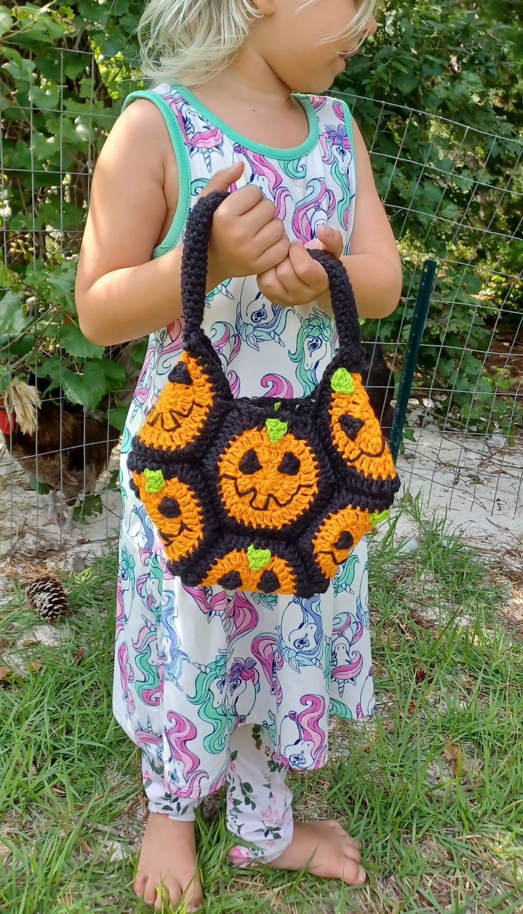 Halloween Crochet Pumpkin Bag Pattern, Granny Square Hexagon (PDF Pattern)