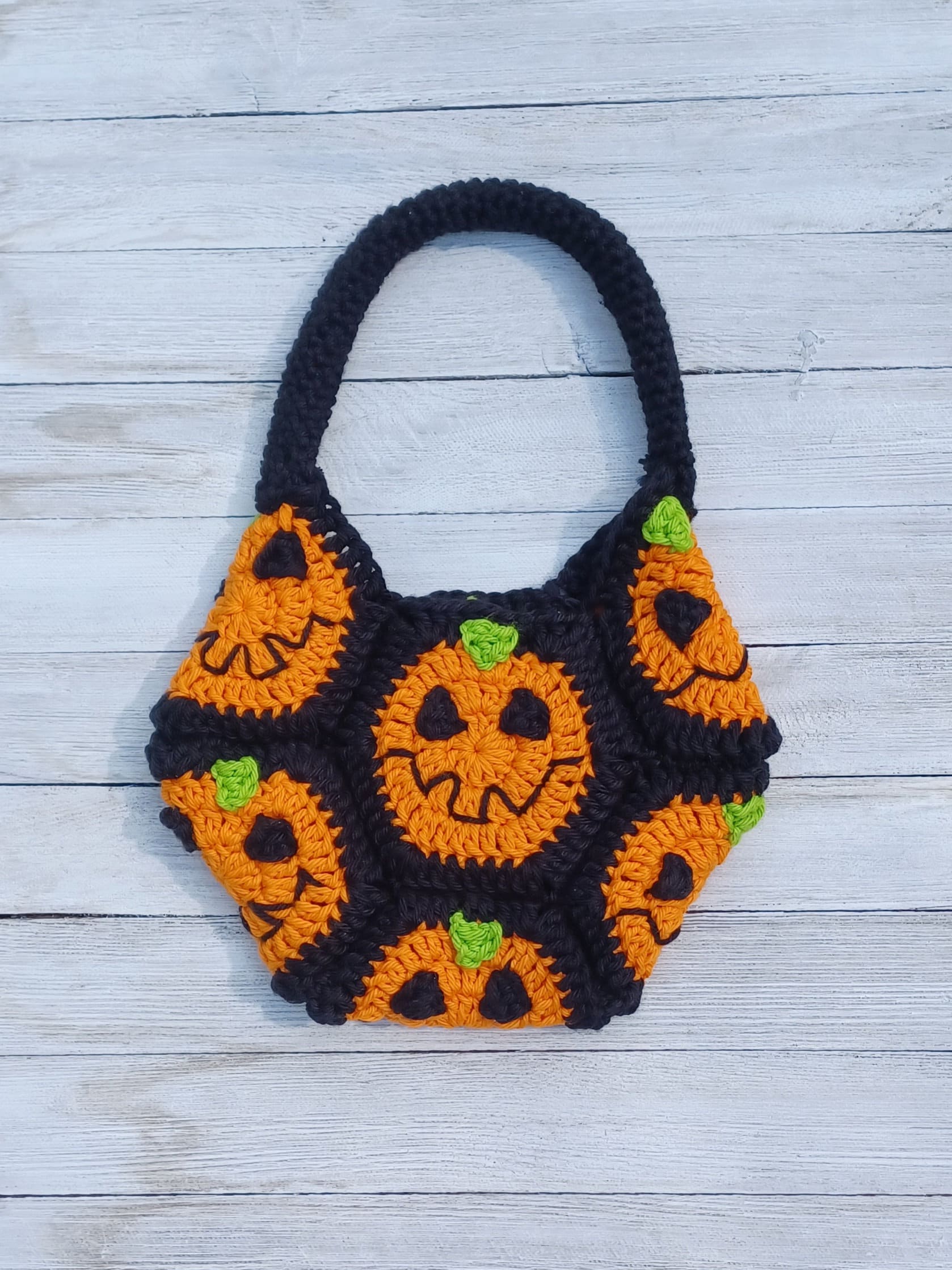 Halloween Crochet Pumpkin Bag Pattern, Granny Square Hexagon (PDF Pattern)