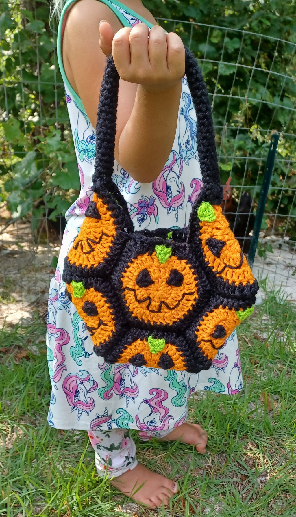 Halloween Crochet Pumpkin Bag Pattern, Granny Square Hexagon (PDF Pattern)