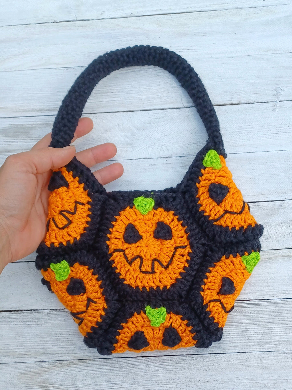 Halloween Crochet Pumpkin Bag Pattern, Granny Square Hexagon (PDF Pattern)