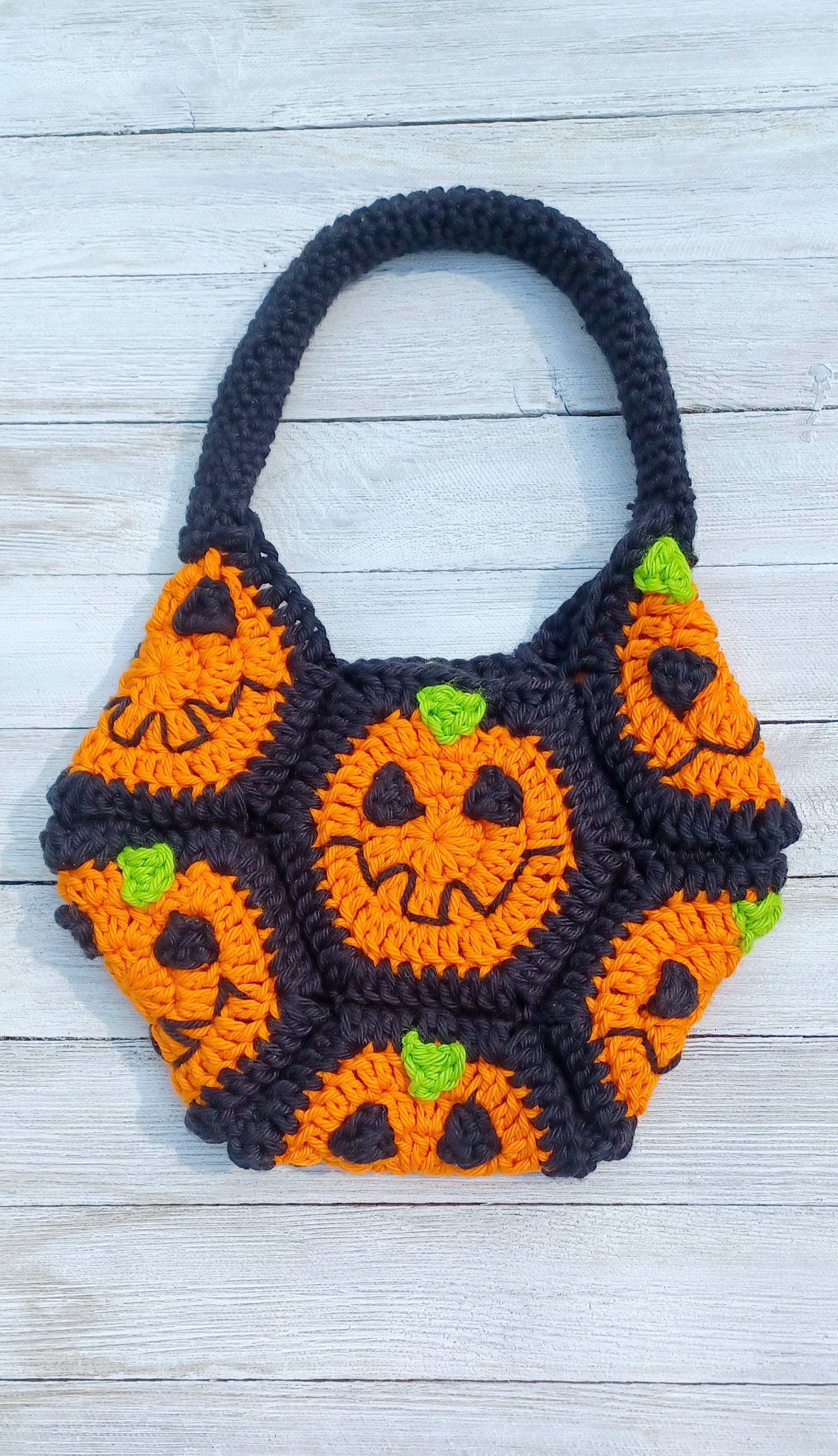 Halloween Crochet Pumpkin Bag Pattern, Granny Square Hexagon (PDF Pattern)